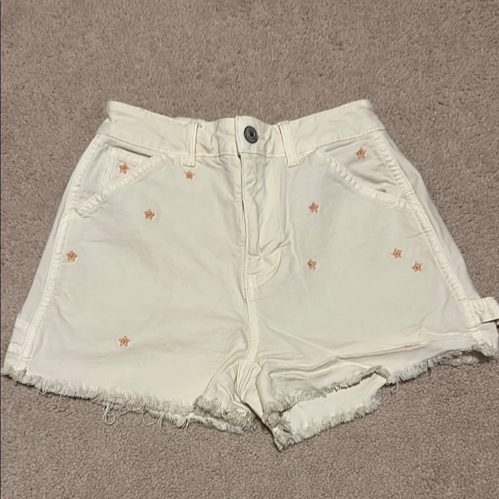 American Eagle Outfitters Cream and Pink High Waist Shorts